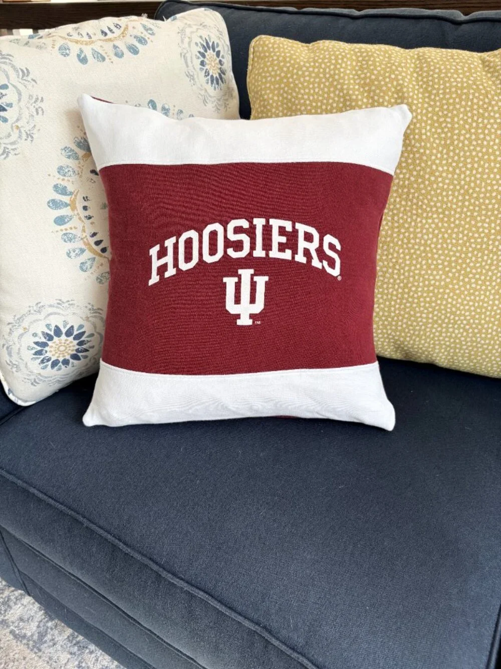 Indiana University Hoosiers reworked sweatshirt throw pillow cover dorm decor